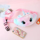 Unicorn Kids Plush Waist Bag Girls Chest Bag Winter Soft Crossbody Pouch