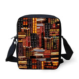 Library Cartoon Cat Shoulder School Square Messenger Book Bag Kids Crossbody Sh