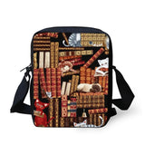 Library Cartoon Cat Shoulder School Square Messenger Book Bag Kids Crossbody Sh