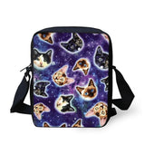 Library Cartoon Cat Shoulder School Square Messenger Book Bag Kids Crossbody Sh