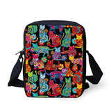 Library Cartoon Cat Shoulder School Square Messenger Book Bag Kids Crossbody Sh