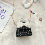 Kids Shoulder Bag with Pearl Handle Mini Crossbody Pack Handbag