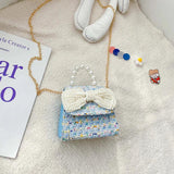 Kids Shoulder Bag with Pearl Handle Mini Crossbody Pack Handbag