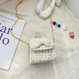 Kids Shoulder Bag with Pearl Handle Mini Crossbody Pack Handbag