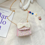 Kids Shoulder Bag with Pearl Handle Mini Crossbody Pack Handbag