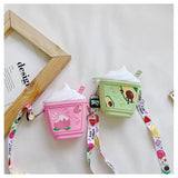 Kids Crossbody Bags Messenger Bag Fruit Print Ice Cream Shaped Shoulder Bag