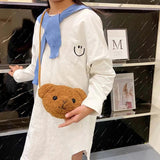Kids Chest Bag Bear Mini Bag Small Brown Shoulder Bag