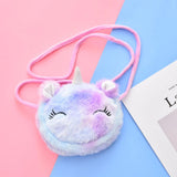 Colorful Unicorn Plush Coin Purse for Kids Mini Messenger Bag