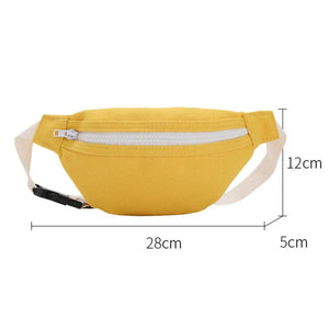 Girls Canvas Waist Bag Pack Zip Casual Chest Bum Belt Shoulder Pouch