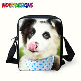 3D Animal Border Collie Print School Bags Students Small Crossbody Bag
