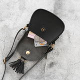 Girls Tassel Small Shoulder Bag Sweet PU Leather Waist Bag