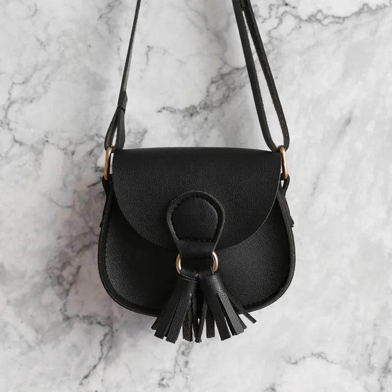 Girls Tassel Small Shoulder Bag Sweet PU Leather Waist Bag
