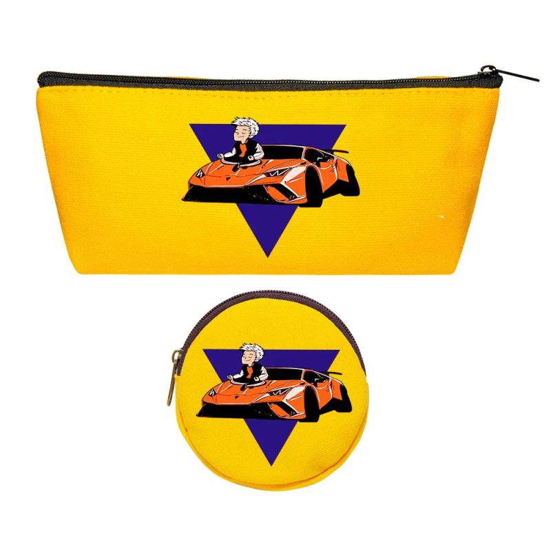 Canvas Pencil Case with Coin Pocket for Boys Girls Kids