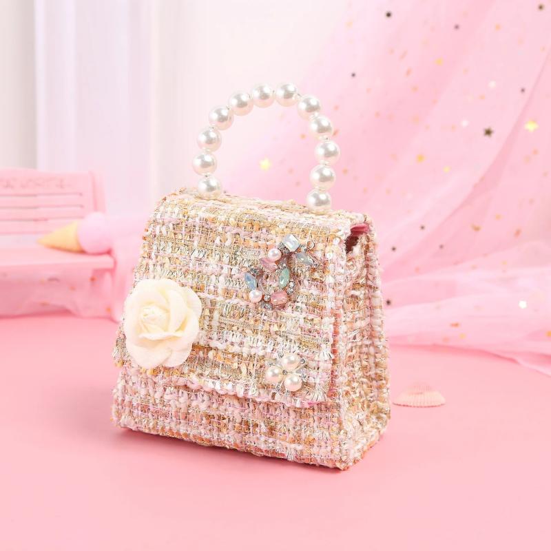 Girls Flower Pearl Crossbody Bag Mini Handbag