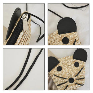 Straw Bag Girl Beach Mini-pocket Bag with Puppy Style