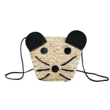 Straw Bag Girl Beach Mini-pocket Bag with Puppy Style