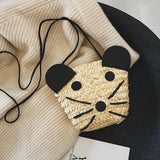Straw Bag Girl Beach Mini-pocket Bag with Puppy Style