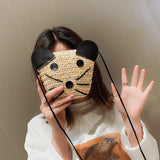 Straw Bag Girl Beach Mini-pocket Bag with Puppy Style