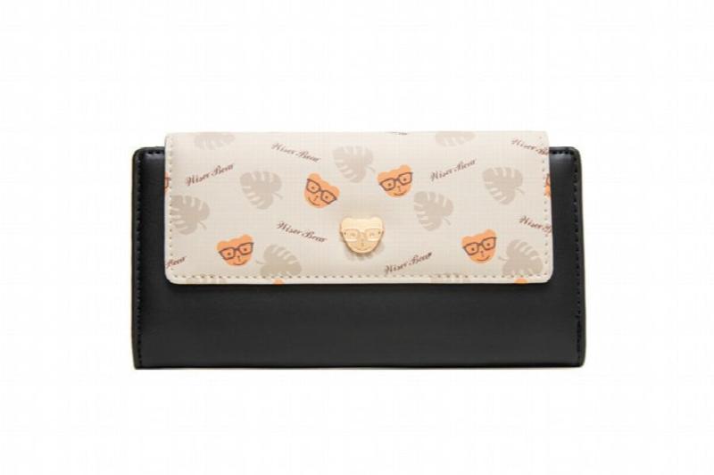 Purity Wallet Women's Long Wallet PU Bear Buckle Zipper Handbag