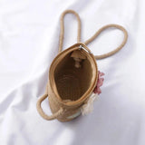 Girls Mini Flower Handbag Straw Rattan Woven Tote Small Shoulder Crossbody Bag