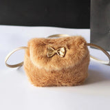 Girls Kids Purse Bowknot Mini Fur Children Handbags Cross Body Bag