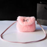 Girls Kids Purse Bowknot Mini Fur Children Handbags Cross Body Bag