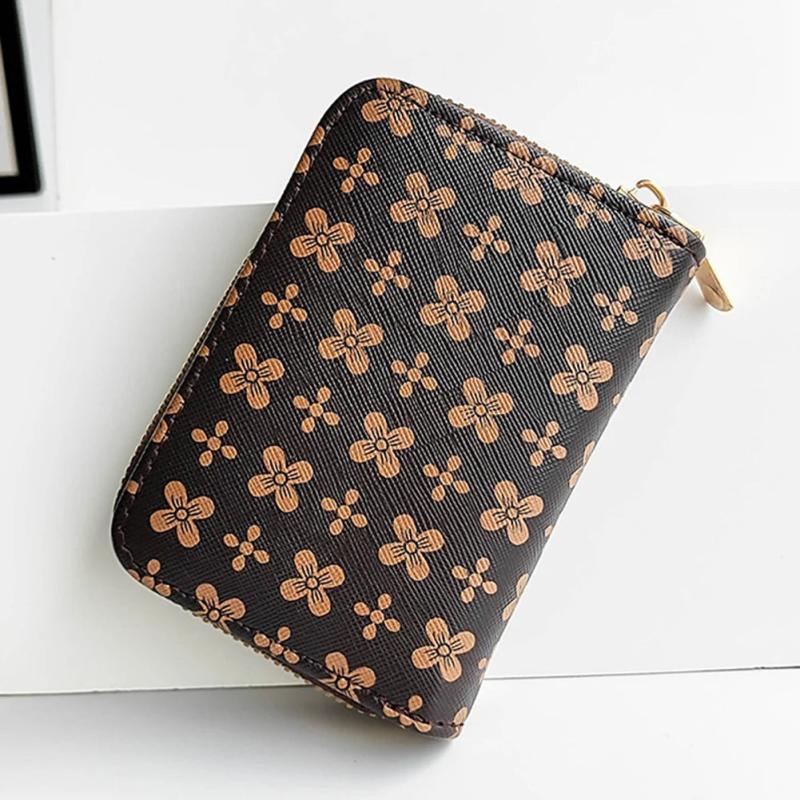 Vintage Printed Short Wallet Female Card Holder Lightweight Bag