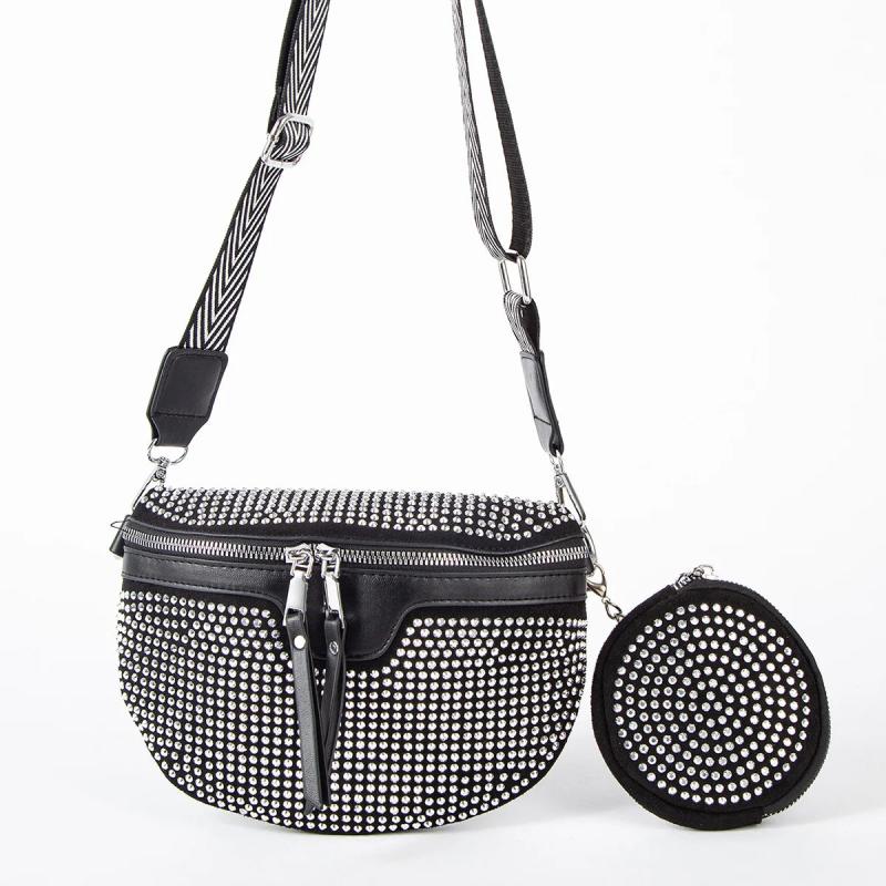 Rhinestone Inlaid Diamond Messenger Bag Waist Chest Bag