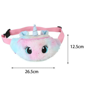 Unicorn Children's Fanny Pack Girls Waist Bag Plush Toys Belt Gradient Chest Bag