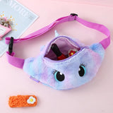 Unicorn Children's Fanny Pack Girls Waist Bag Plush Toys Belt Gradient Chest Bag