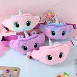 Unicorn Children's Fanny Pack Girls Waist Bag Plush Toys Belt Gradient Chest Bag
