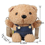 Girls Plush Bear Doll Messenger Bag Kids Shoulder Coin Purse Phone Bag