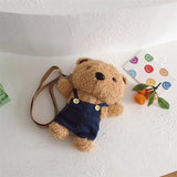 Girls Plush Bear Doll Messenger Bag Kids Shoulder Coin Purse Phone Bag