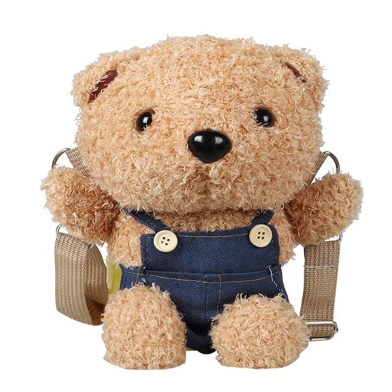 Girls Plush Bear Doll Messenger Bag Kids Shoulder Coin Purse Phone Bag