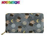 Cats Astronauts Print Long Purse Ladies Phone Wallet Coin Pocket
