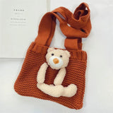 Kids Coin Purse Bag Hobos Mini Small Cartoon Animal Knitting Bear