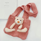 Kids Coin Purse Bag Hobos Mini Small Cartoon Animal Knitting Bear