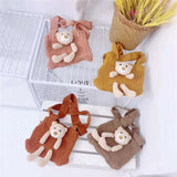 Kids Coin Purse Bag Hobos Mini Small Cartoon Animal Knitting Bear