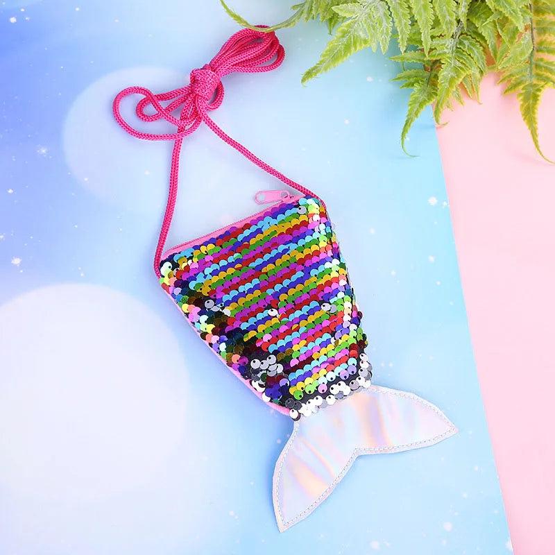 Mermaid Tail Sequins Coin Purse Crossbody Bag for Girls