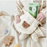 Lovely Bear Dinosaur Baby Shoulder Bag Children Drawstring Coin Purse Handbag