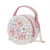 Hot Pearl Flower Chain PU Shoulder Bag Messenger Bag Girls Crossbody Bag