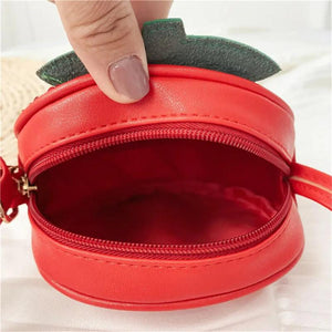 Girls Sequin Zipper Handbag PU Leather Fruit Shape Messenger Bag