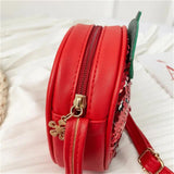 Girls Sequin Zipper Handbag PU Leather Fruit Shape Messenger Bag