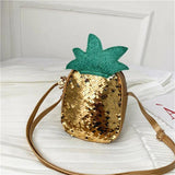 Girls Sequin Zipper Handbag PU Leather Fruit Shape Messenger Bag