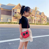 Bow Leather Coin Purse Messenger Bag for Girls Wallet Kids Crossbody Bag