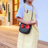 Bow Leather Coin Purse Messenger Bag for Girls Wallet Kids Crossbody Bag