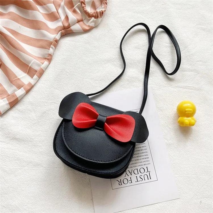 Bow Leather Coin Purse Messenger Bag for Girls Wallet Kids Crossbody Bag