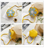 Baby Girls Flower Coin Purse Crossbody Bag PU Leather Kids Shoulder Wallet