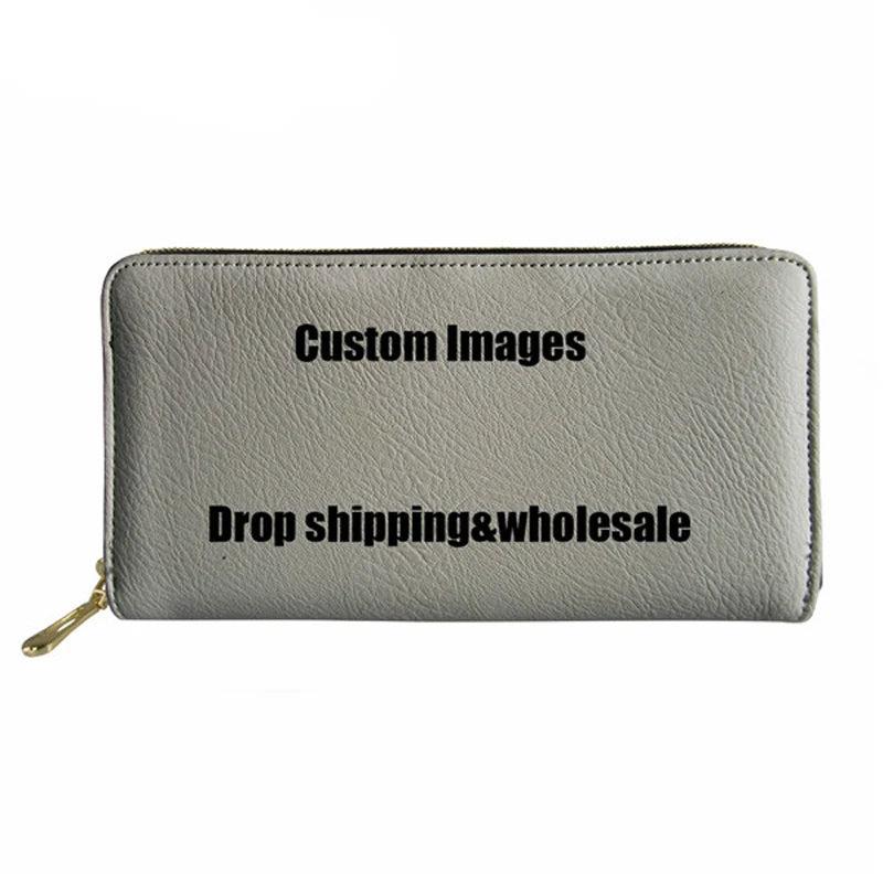 Ocean Wave Print Long Wallet Coin Phone Zip Wallet Card Holders Clutch Bag