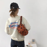 Corduroy Bucket Shoulder Bag - Love Heart Pattern